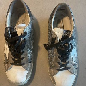 golden goose sneaks-Black and silver with black laces. no box or dust bag.